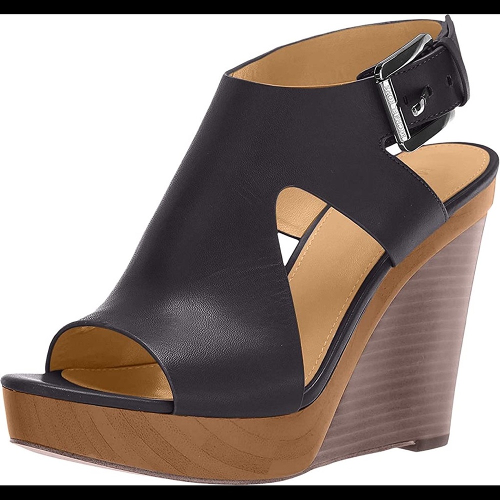 Michael Kors 8.5 leather Josephine wedge. Worn 2x